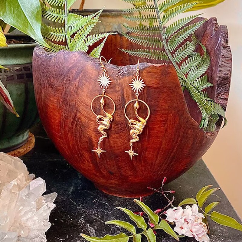 Full Circle Yoga School Kundalini Handmade Snake Earrings Hypoallergenic