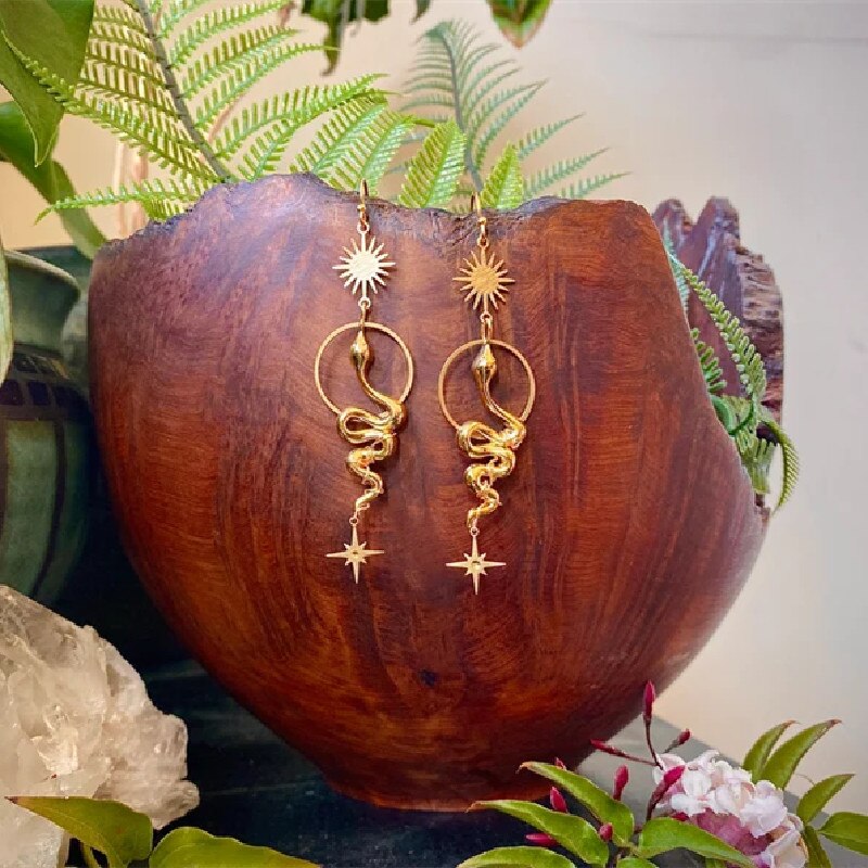 Full Circle Yoga School Kundalini Handmade Snake Earrings Hypoallergenic