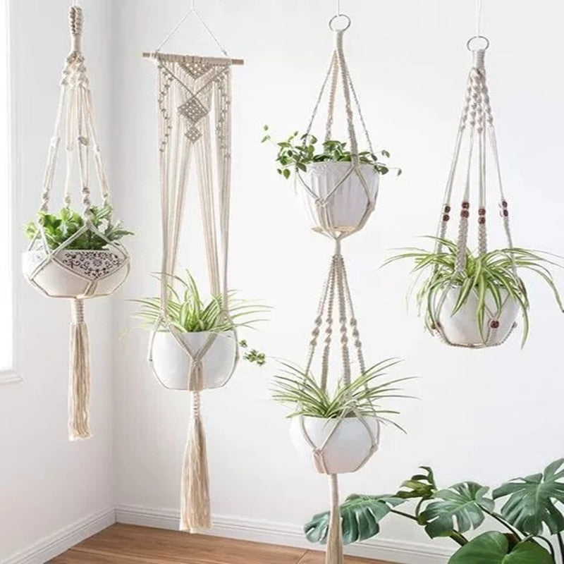 boho hanging plant Handmade Macrame Plant Hanger for Home & Garden