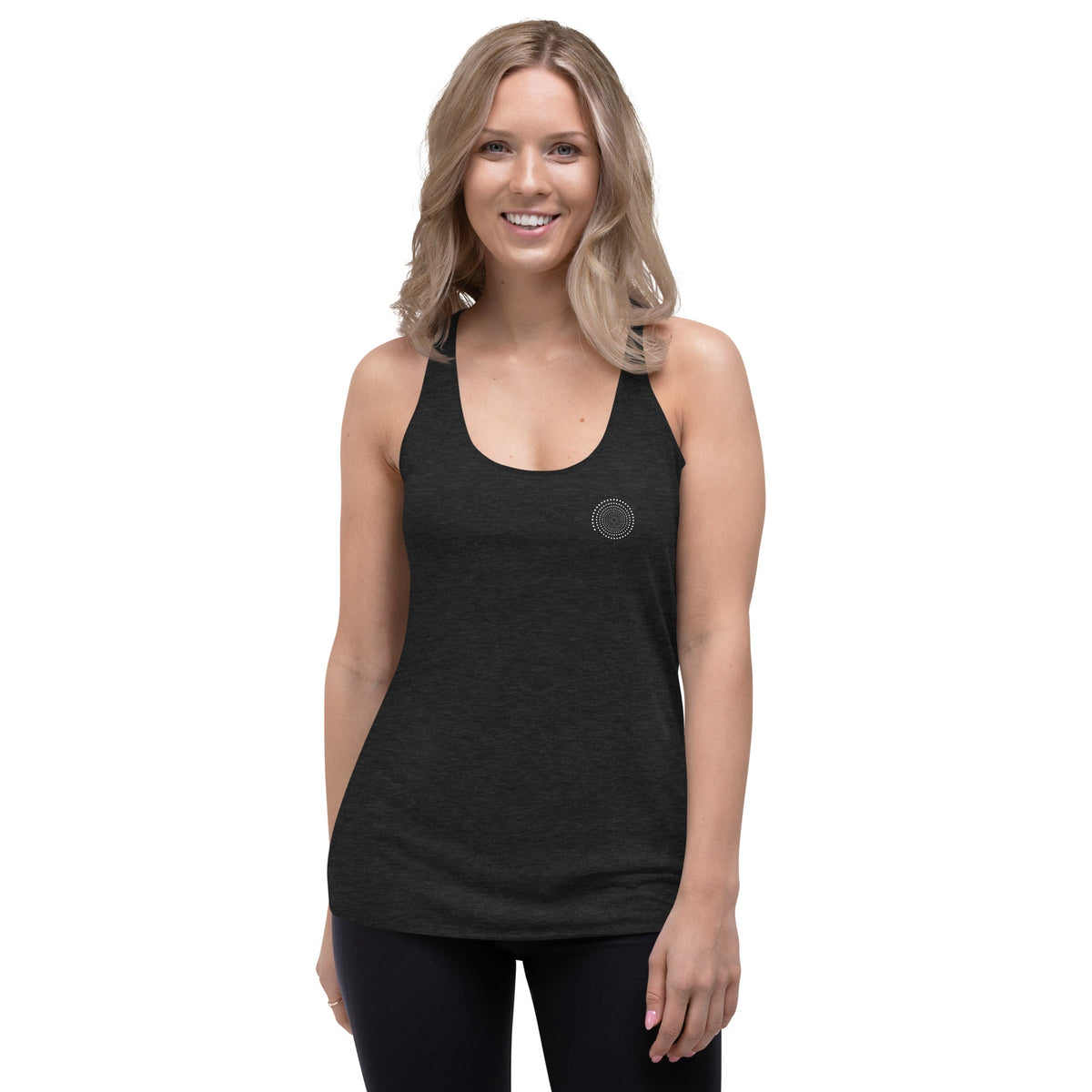 Full Circle Yoga School Charcoal-Black Triblend / S Spiral Women&#39;s Racerback Tank